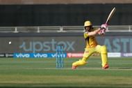 Faf du Plessis plays a shot during CSK's IPL 2021 fixture against PBKS (Image Courtesy: iplt20.com)